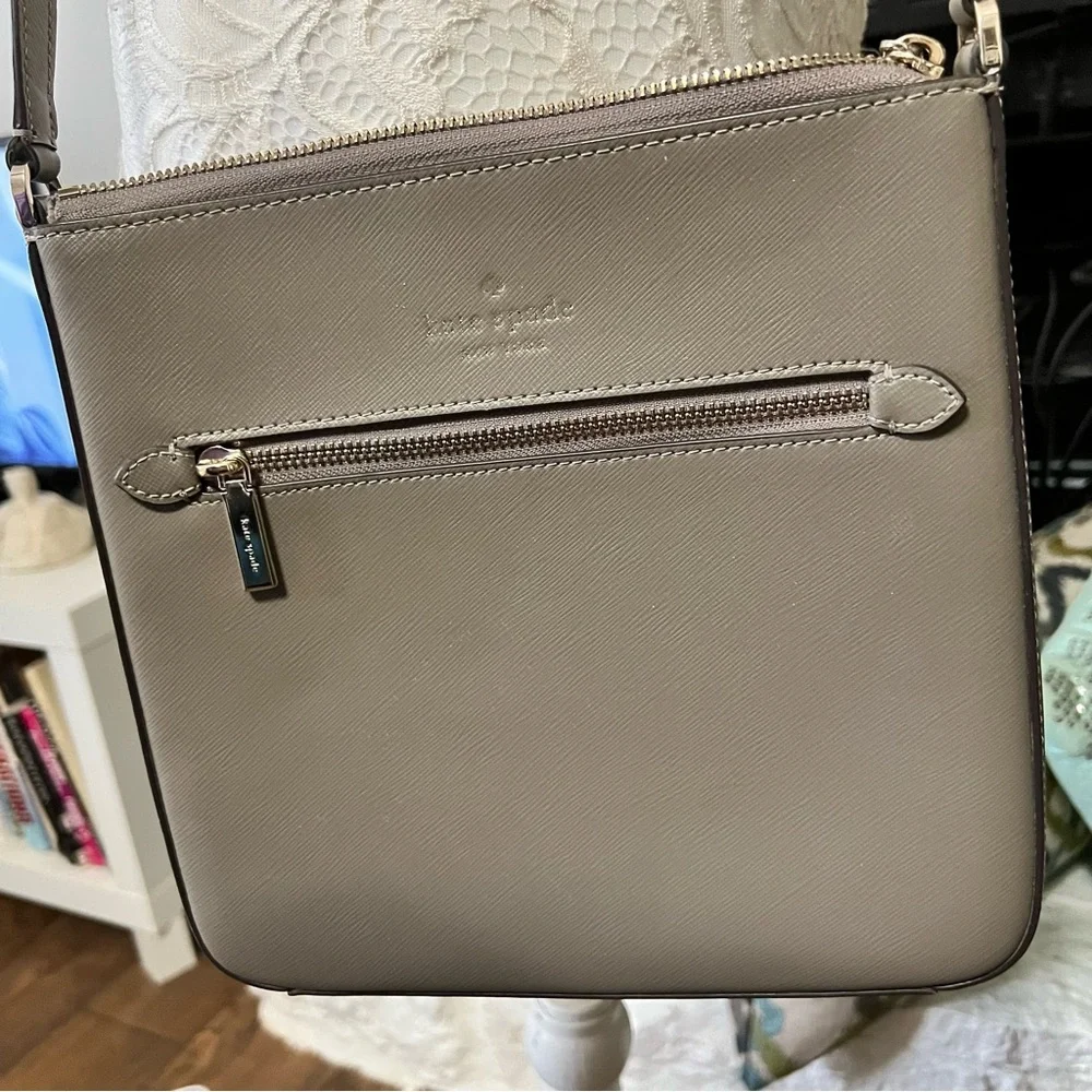 Kate Spade Gray Sadie North South Leather Zip Top Crossbody Bag